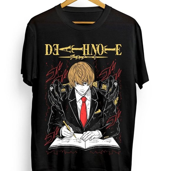 Kira Ryuk T-Shirt Death Note L Manga Strip Horror Anime Black Tee Shirt All Size - Picture 1 of 1